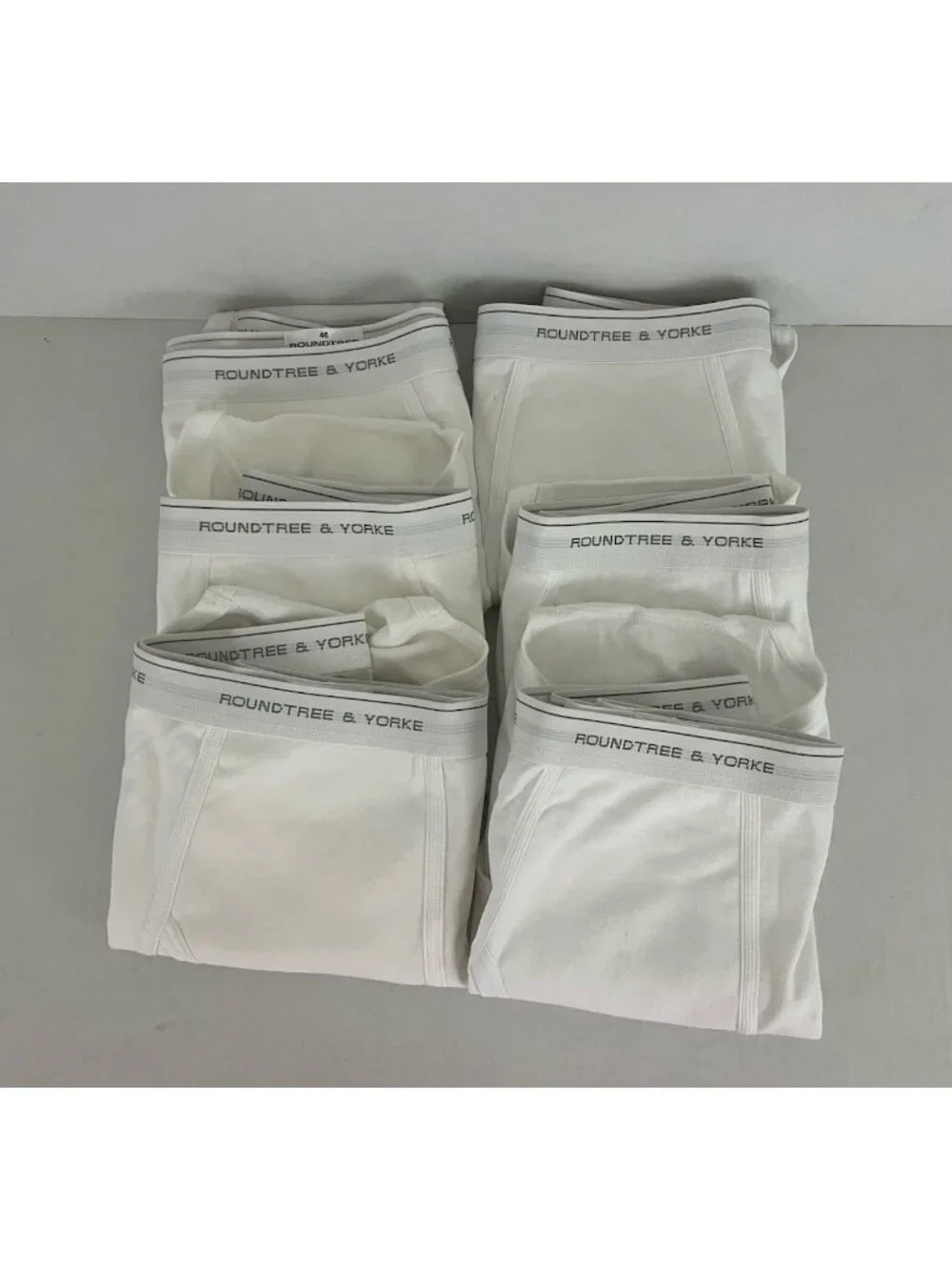 Roundtree & Yorke Men's 46 Full Cut White Briefs 100% Cotton 6 pr NWOT